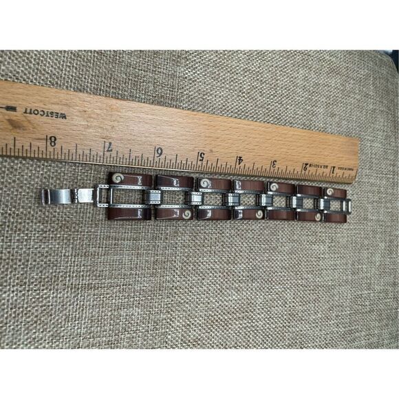 VINTAGE BRIGHTON BROWN AND SILVER BRACELET - Picture 5 of 7